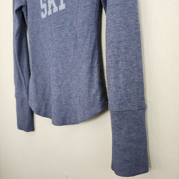NEW American Eagle Printed Waffle Long Sleeve Stretch Top - Picture 6 of 12